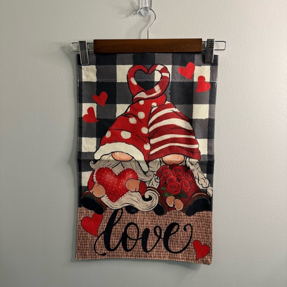 Valentine's Gnome Love Garden Flag - Picture 2 of 4
